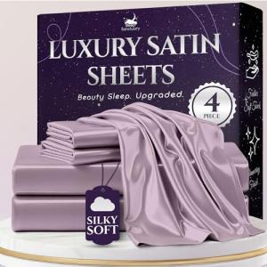 Queen Satin Bed Set – 4-Piece Luxury Sheets