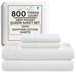 Luxury Egyptian Cotton Queen Sheet Set - 800 TC