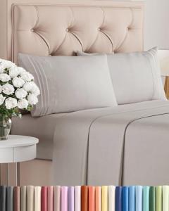 Luxury Queen 4-Piece Cooling Sheet Set - Light Grey