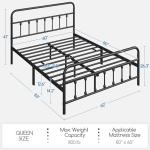 Queen Metal Platform Bed Frame with Victorian Headboard