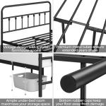 Queen Metal Platform Bed Frame with Victorian Headboard