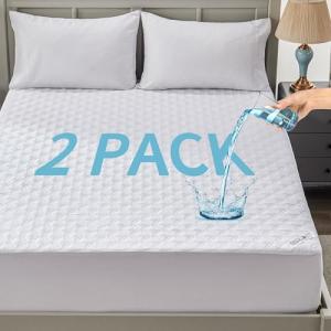 Queen Size Waterproof Mattress Protector 2-Pack