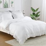 White Ruffle Duvet Cover Set for Queen Bed