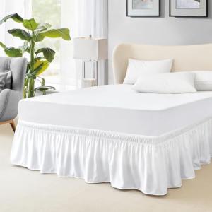 FreshCulture Queen Bed Skirt - Elastic Fit, White
