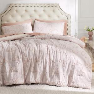 Pink Boho Tufted Queen Comforter Set, 3 Pieces