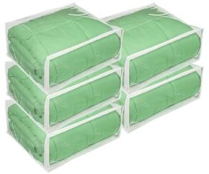 5 Clear Vinyl Zippered Storage Bags for Bedding