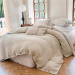 Linen Duvet Cover Set with Coconut Buttons - King