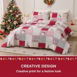 Christmas Quilt Set Queen Size with Snowman Design