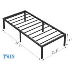 Twin Metal Bed Frame with Storage Space, Black