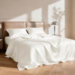 Ivory Twin Satin Bed Sheet Set - 3 Piece