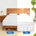 White Queen Bed Skirt with Elastic Ruffle