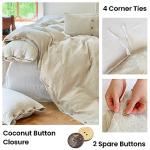 Linen Duvet Cover Set with Coconut Buttons - King