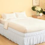 White Queen Bed Skirt with Elastic Ruffle