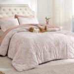 Pink Boho Tufted Queen Comforter Set, 3 Pieces