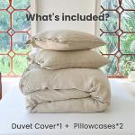 Linen Duvet Cover Set with Coconut Buttons - King