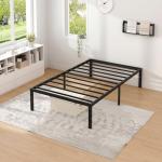 Twin Metal Bed Frame with Storage Space, Black