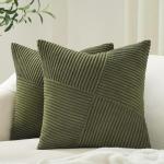 Olive Green Decorative Throw Pillow Covers Set of 2