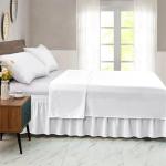 FreshCulture Queen Bed Skirt - Elastic Fit, White