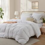 Washed Cotton Queen Duvet Cover Set, White
