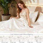 Ivory Twin Satin Bed Sheet Set - 3 Piece