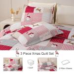Christmas Quilt Set Queen Size with Snowman Design