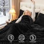 Cozy Black Faux Fur Queen Comforter Set