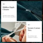 Peacock Blue Velvet Duvet Cover Set, Queen