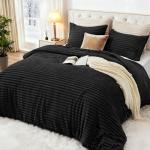 Cozy Black Faux Fur Queen Comforter Set