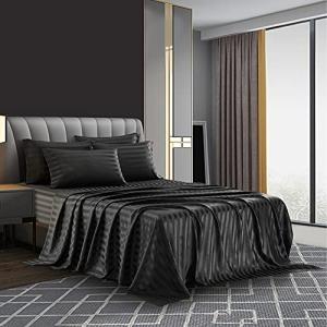 AiMay 6 Piece Luxury Satin Bed Sheet Set