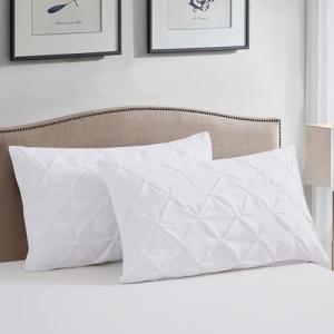 Vaulia White Microfiber Pinch Pleat Pillow Shams 2 Pack
