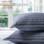 Blue Cotton Chambray Channel Stitch Pillow Sham