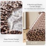 Silky Satin Queen Bed Sheets Set - Brown Leopard