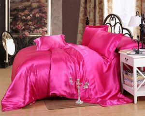 Rajan Luxury Satin Twin Bed Set in Hot Pink