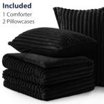 Cozy Black Faux Fur Queen Comforter Set