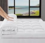 1100GSM Mattress Pad Pillow Top Mattress Cover Mattress Protector Cotton Top Deep Pocket Fitted Cover Soft Supportive (White, Queen)