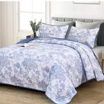 WONGS Blue Botanical Quilt Set Queen Size