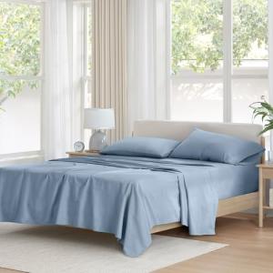 Comfort Spaces Cotton Twin Sheet Set in Blue