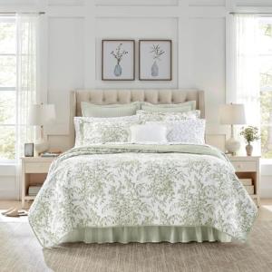 Laura Ashley Queen Floral Quilt Set, 3 Pieces