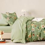 Sage Green Floral Duvet Cover Set, Queen Size