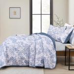 WONGS Blue Botanical Quilt Set Queen Size