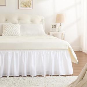 RIMELA Queen White Bed Skirt with Adjustable Fit