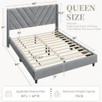 Yaheetech Light Grey Queen Upholstered Bed Frame