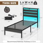Twin Size Bed Frame with USB Charging Station
