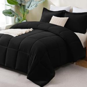 CozyLux 3-Piece Soft Black Bed Set