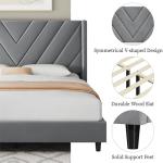 Yaheetech Light Grey Queen Upholstered Bed Frame