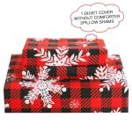 Red Buffalo Plaid Snowflakes Queen Duvet Cover Set