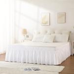 RIMELA Queen White Bed Skirt with Adjustable Fit