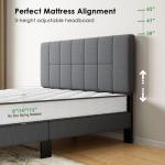 Sturdy Queen Bed Frame with Adjustable Headboard