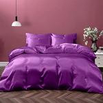 Purple Silk Satin Queen Bed Set with Deep Pockets