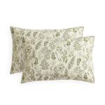 Floral Vintage Pillow Cases Set of 2 in Olive Green